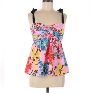 Peter Som Floral Pink Top with Black Straps
